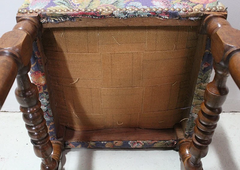Tandem de Tabourets en Noyer massif, style Louis XIV – Fin XIXe