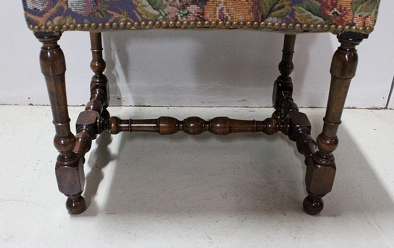 Tandem de Tabourets en Noyer massif, style Louis XIV – Fin XIXe