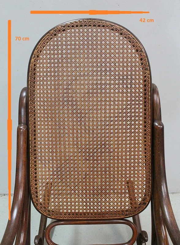 Rocking Chair et son Repose pieds, en Hêtre, esprit « Thonet » – 1900
