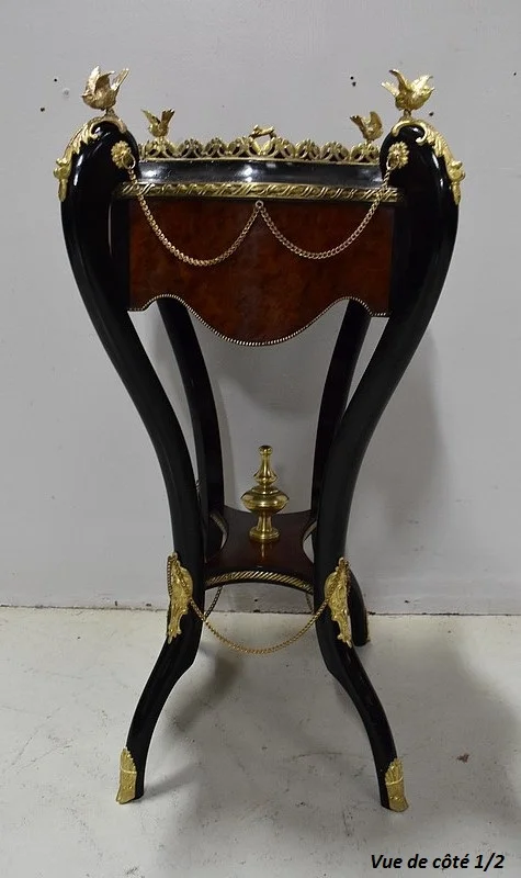 Jardinière en Placage de Ronce de Thuya et bois noirci, époque Napoléon III – XIXe