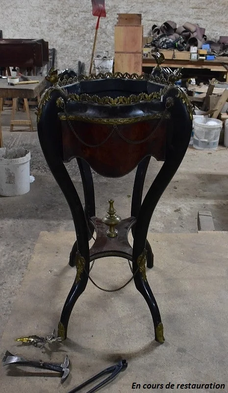 Jardinière en Placage de Ronce de Thuya et bois noirci, époque Napoléon III – XIXe