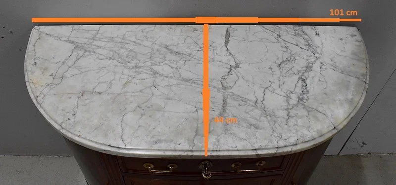 Petit Buffet / Commode Demi-Lune en Acajou, époque Louis XVI – XVIIIe