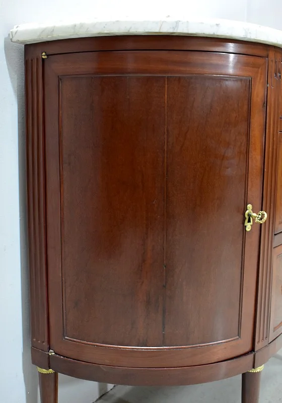 Petit Buffet / Commode Demi-Lune en Acajou, époque Louis XVI – XVIIIe
