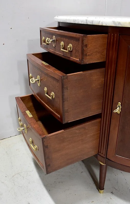 Petit Buffet / Commode Demi-Lune en Acajou, époque Louis XVI – XVIIIe