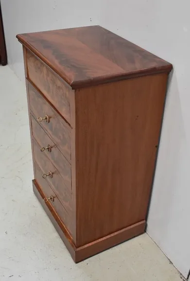 Rare Petite Commode de Toilette, en Placage de Ronce d’Acajou – Fin XIXe