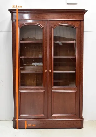 Bibliothèque Vitrine en Placage d’Acajou Moucheté – Fin XIXe