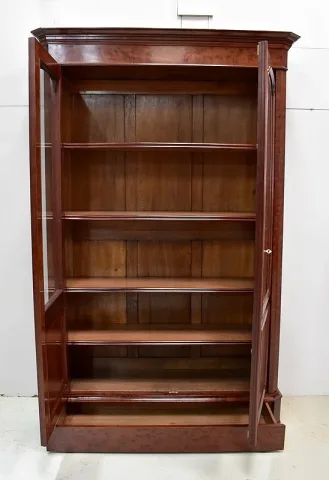Bibliothèque Vitrine en Placage d’Acajou Moucheté – Fin XIXe
