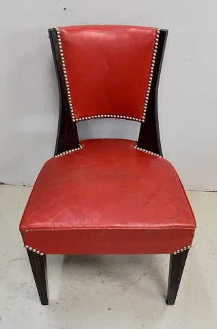 Paire de Chaises en Ébène de Macassar et Cuir Rouge – 1930