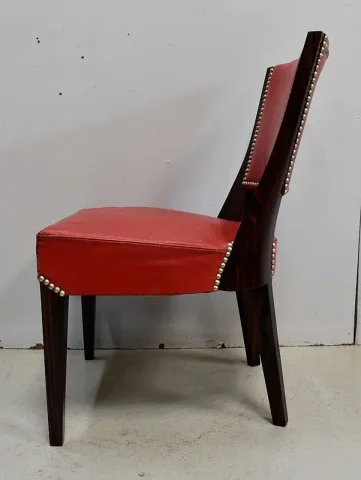 Paire de Chaises en Ébène de Macassar et Cuir Rouge – 1930