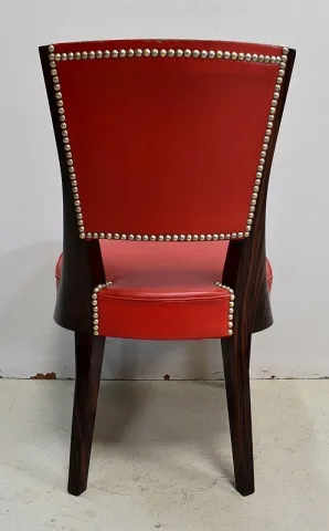 Paire de Chaises en Ébène de Macassar et Cuir Rouge – 1930