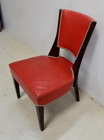 Paire de Chaises en Ébène de Macassar et Cuir Rouge – 1930