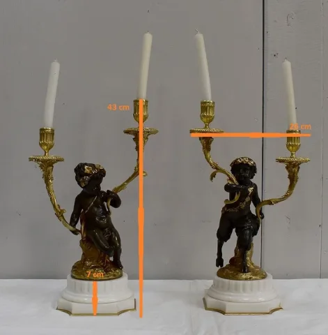 PAAR BRONZEN KANDELABRA