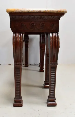 Grande Console en Acajou massif et dessus Marbre, style Louis XVI – Fin XIXe