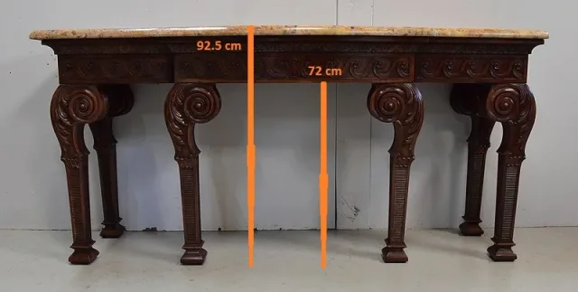Grande Console en Acajou massif et dessus Marbre, style Louis XVI – Fin XIXe