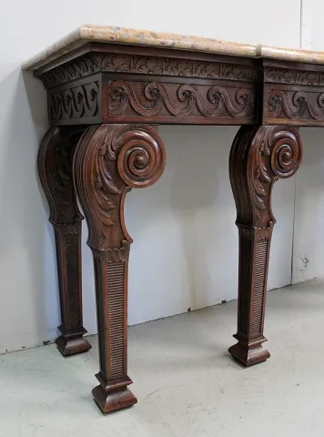 Grande Console en Acajou massif et dessus Marbre, style Louis XVI – Fin XIXe