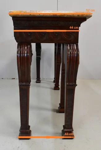 Grande Console en Acajou massif et dessus Marbre, style Louis XVI – Fin XIXe