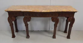 Grande Console en Acajou massif et dessus Marbre, style Louis XVI – Fin XIXe
