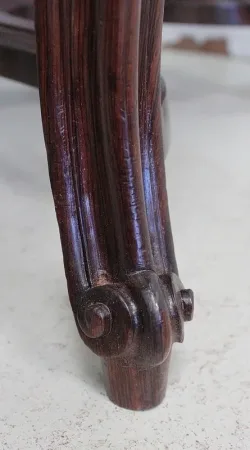 Tabouret en Velours Bleu et Palissandre, à hauteur Modulable, style Louis XV, époque Napoléon III – XIXe
