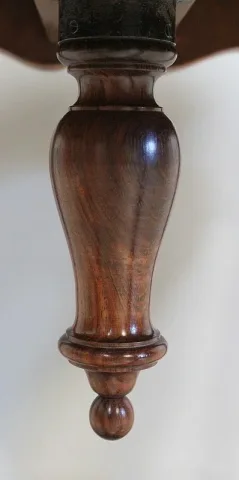 Tabouret en Velours Bleu et Palissandre, à hauteur Modulable, style Louis XV, époque Napoléon III – XIXe