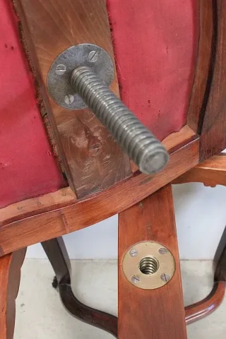 Tabouret en Velours Bleu et Palissandre, à hauteur Modulable, style Louis XV, époque Napoléon III – XIXe