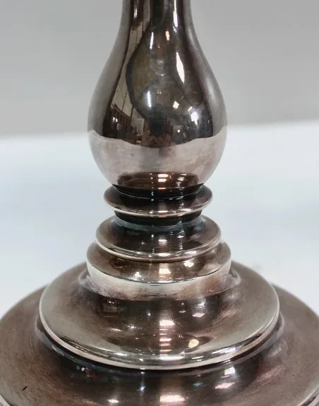 Paire de Chandeliers en Métal Argenté – XXe