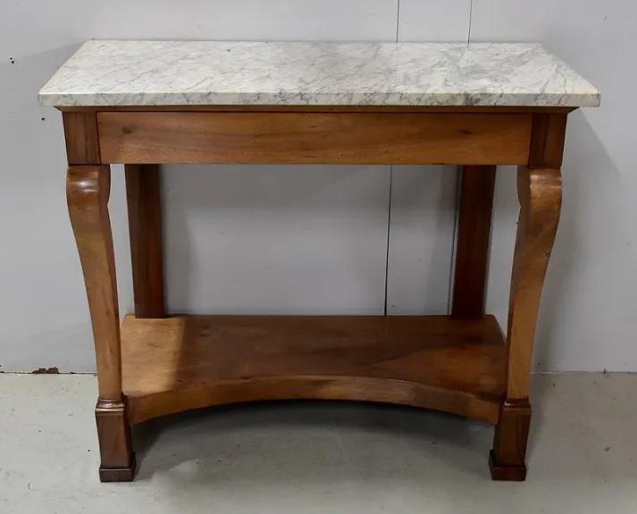 Console de Propriété, en Noyer massif, époque Restauration – Début XIXe