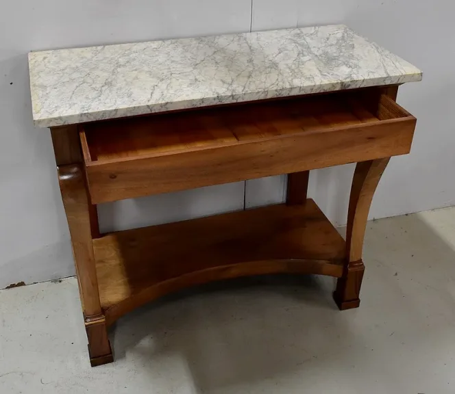 Console de Propriété, en Noyer massif, époque Restauration – Début XIXe