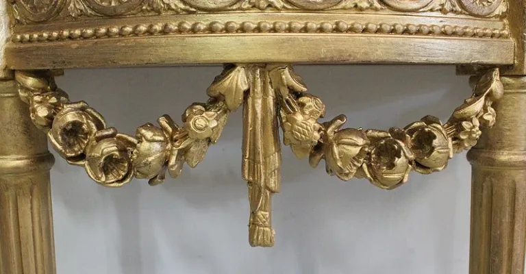 Ensemble Miroir Trumeau et Console Demi-Lune, en Bois Doré – Fin XIXe
