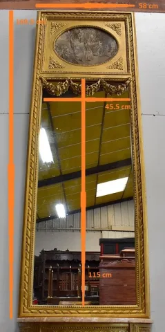 Ensemble Miroir Trumeau et Console Demi-Lune, en Bois Doré – Fin XIXe