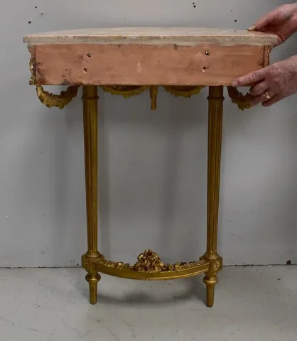 Ensemble Miroir Trumeau et Console Demi-Lune, en Bois Doré – Fin XIXe