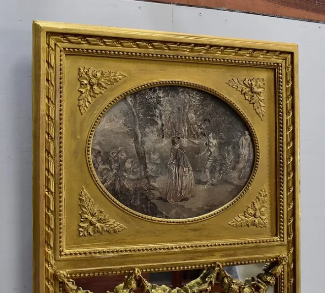 Ensemble Miroir Trumeau et Console Demi-Lune, en Bois Doré – Fin XIXe