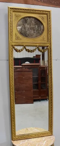Ensemble Miroir Trumeau et Console Demi-Lune, en Bois Doré – Fin XIXe