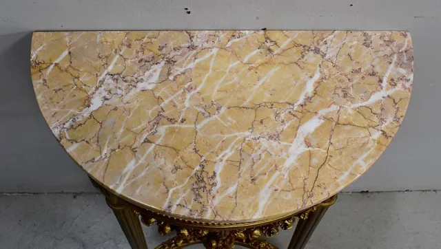 Ensemble Miroir Trumeau et Console Demi-Lune, en Bois Doré – Fin XIXe