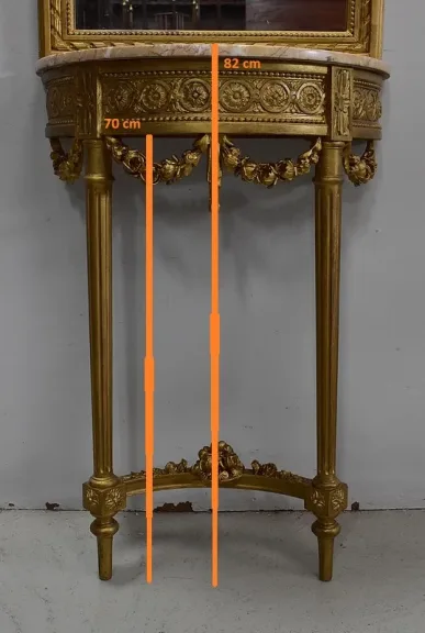 Ensemble Miroir Trumeau et Console Demi-Lune, en Bois Doré – Fin XIXe