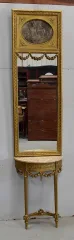 Ensemble Miroir Trumeau et Console Demi-Lune, en Bois Doré – Fin XIXe