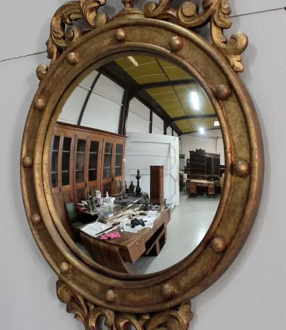 Miroir Sorcière en Bois Doré à l’Ancienne – Fin XIXe