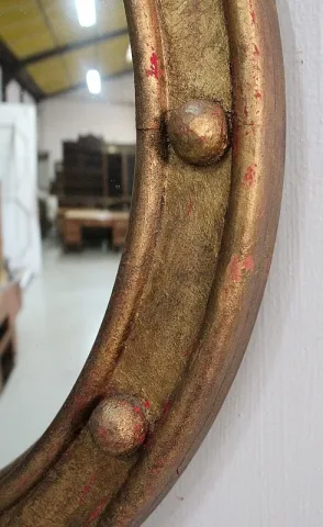 SPECCHIO CONVESSO IN LEGNO DORATO
