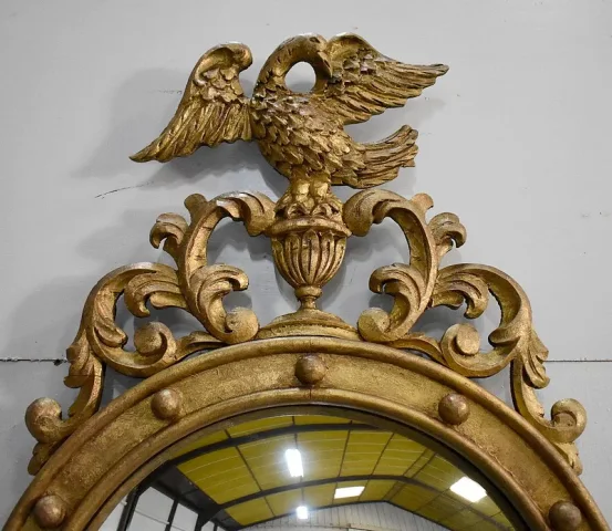 SPECCHIO CONVESSO IN LEGNO DORATO