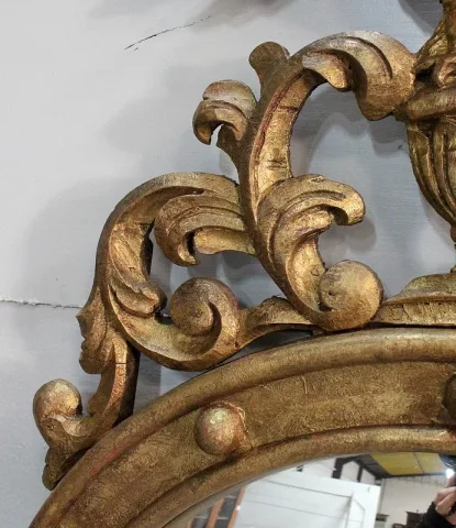 Miroir Sorcière en Bois Doré à l’Ancienne – Fin XIXe