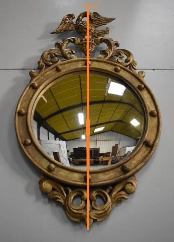 SPECCHIO CONVESSO IN LEGNO DORATO