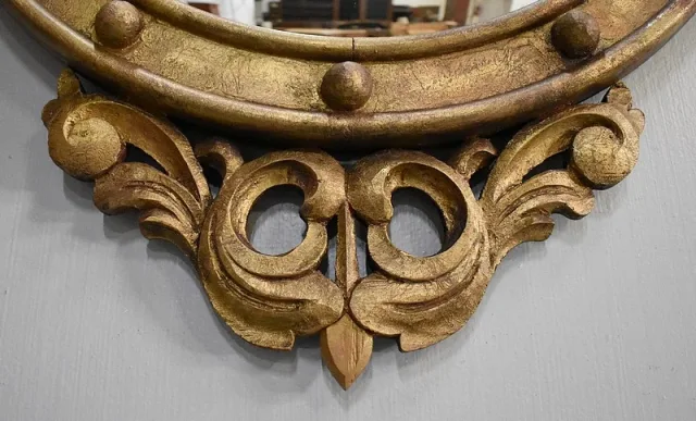 Miroir Sorcière en Bois Doré à l’Ancienne – Fin XIXe