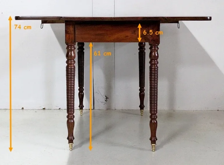 Table Rectangulaire à Abattants, en Acajou de Cuba, époque Louis-Philippe – Milieu XIXe