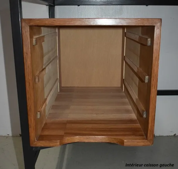 Bureau en Placage de Chêne et Piétement Métal – 1940 / 1950
