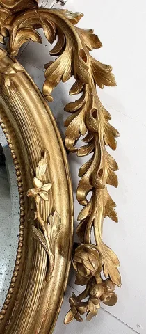 Important Miroir Doré Ovale, époque Napoléon III – XIXe