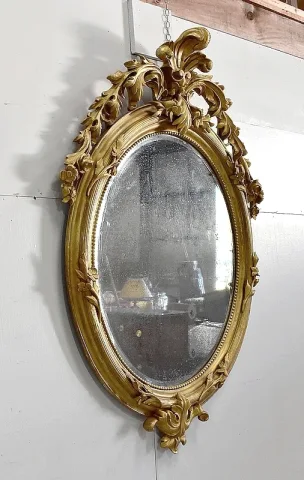 Important Miroir Doré Ovale, époque Napoléon III – XIXe