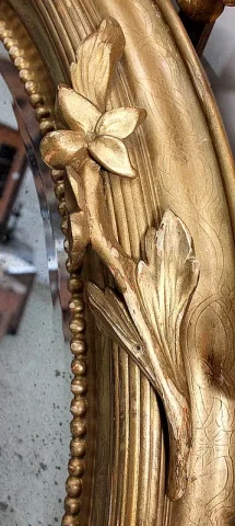 Important Miroir Doré Ovale, époque Napoléon III – XIXe