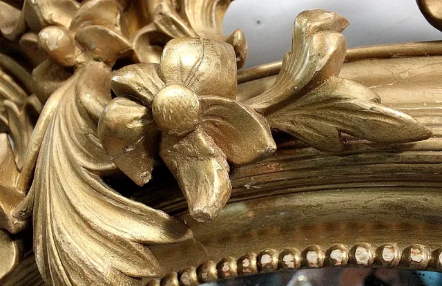 Important Miroir Doré Ovale, époque Napoléon III – XIXe