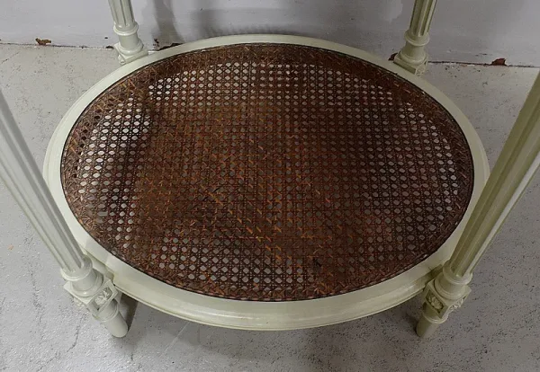 Guéridon en Bois Réchampi et Cannage, style Louis XVI – 1920