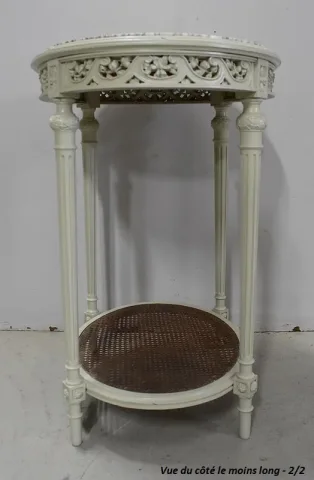 Guéridon en Bois Réchampi et Cannage, style Louis XVI – 1920
