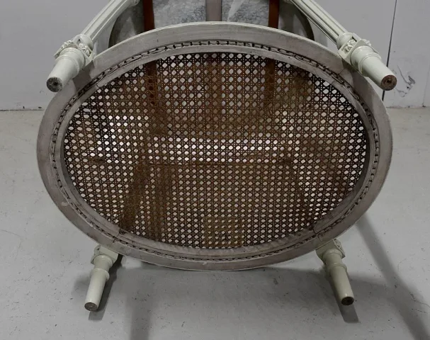Guéridon en Bois Réchampi et Cannage, style Louis XVI – 1920